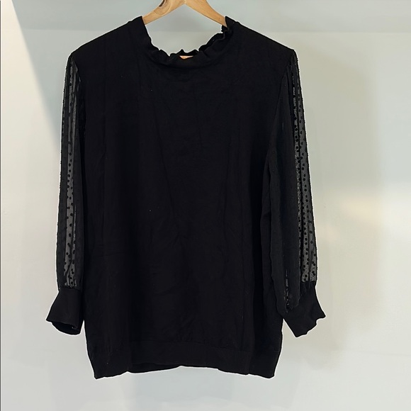 Adrianna Papell -  Black Women's Top with sheer sleeves - large - Picture 5 of 9